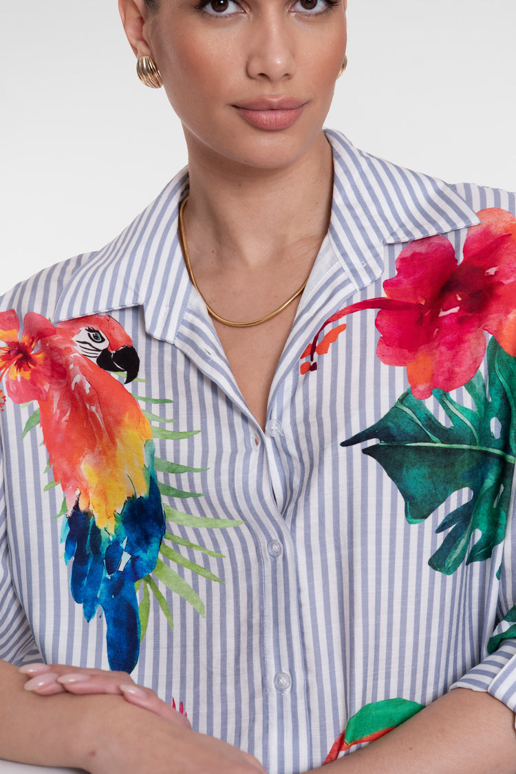 Geisha blouse tropische print