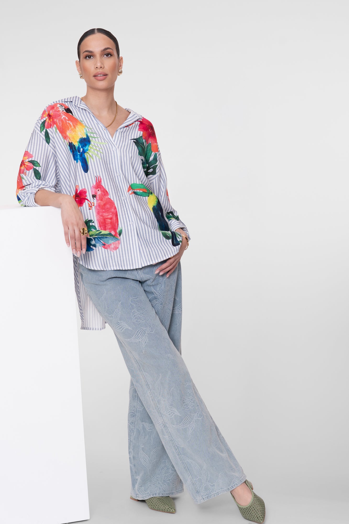 Geisha blouse tropische print