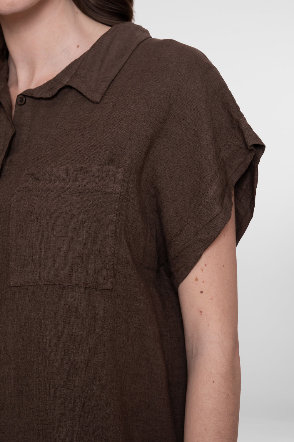 Geisha blouse met korte mouw en borstzak