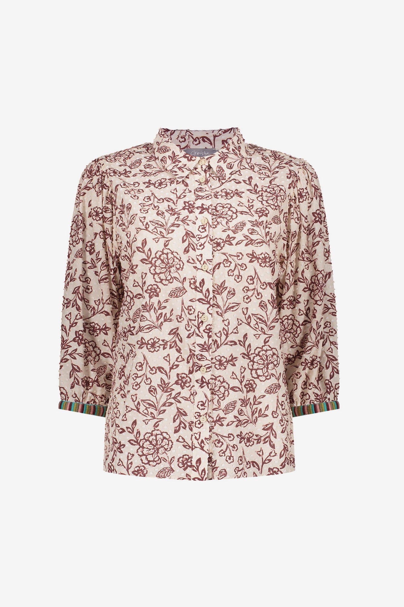 Geisha blouse met bloemetjespatroon en dot detail