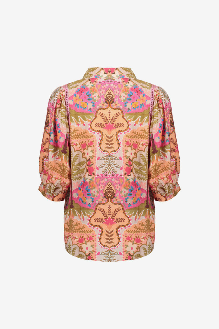 Geisha blouse met sierlijke print met tape