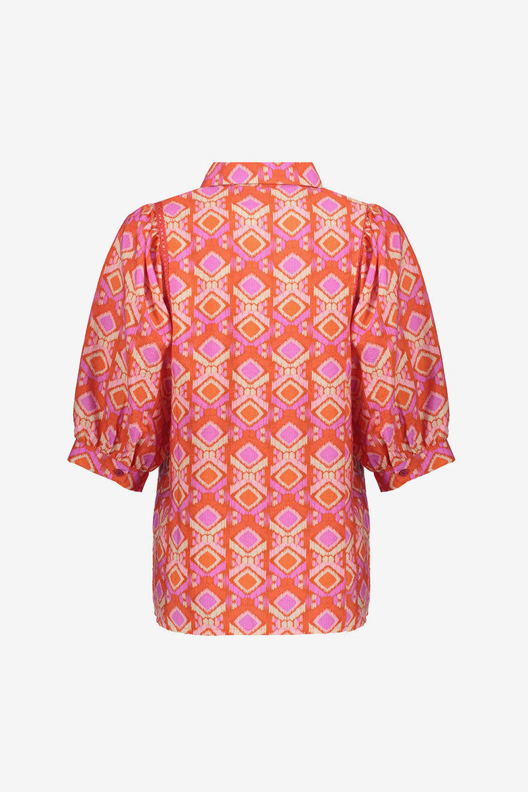 Geisha blouse met kleurrijke grafische print