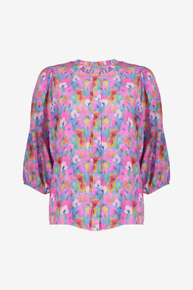 Geisha lurex bloemenblouse