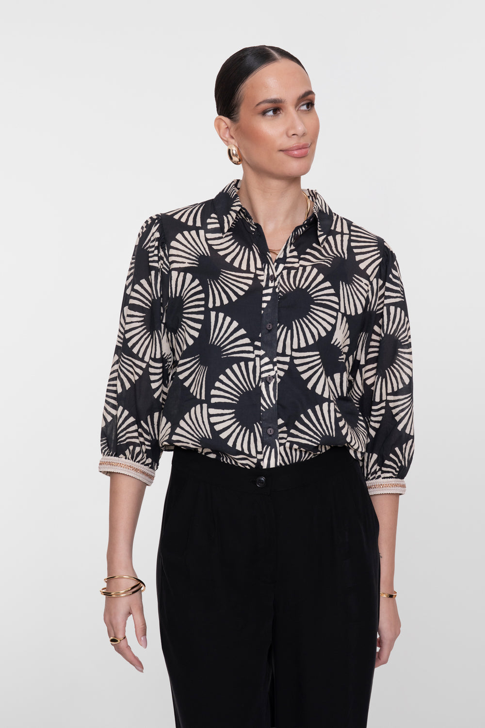 Geisha blouse met waaierprint