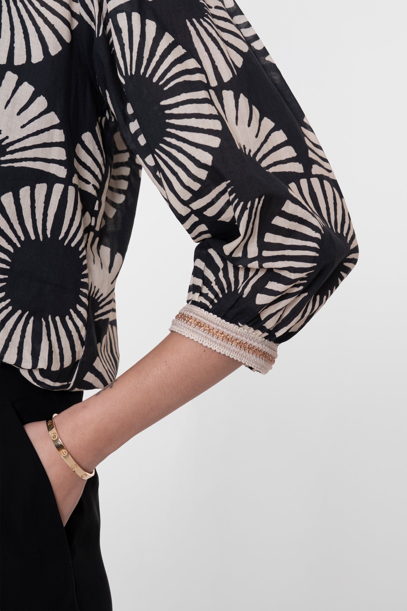 Geisha blouse met waaierprint