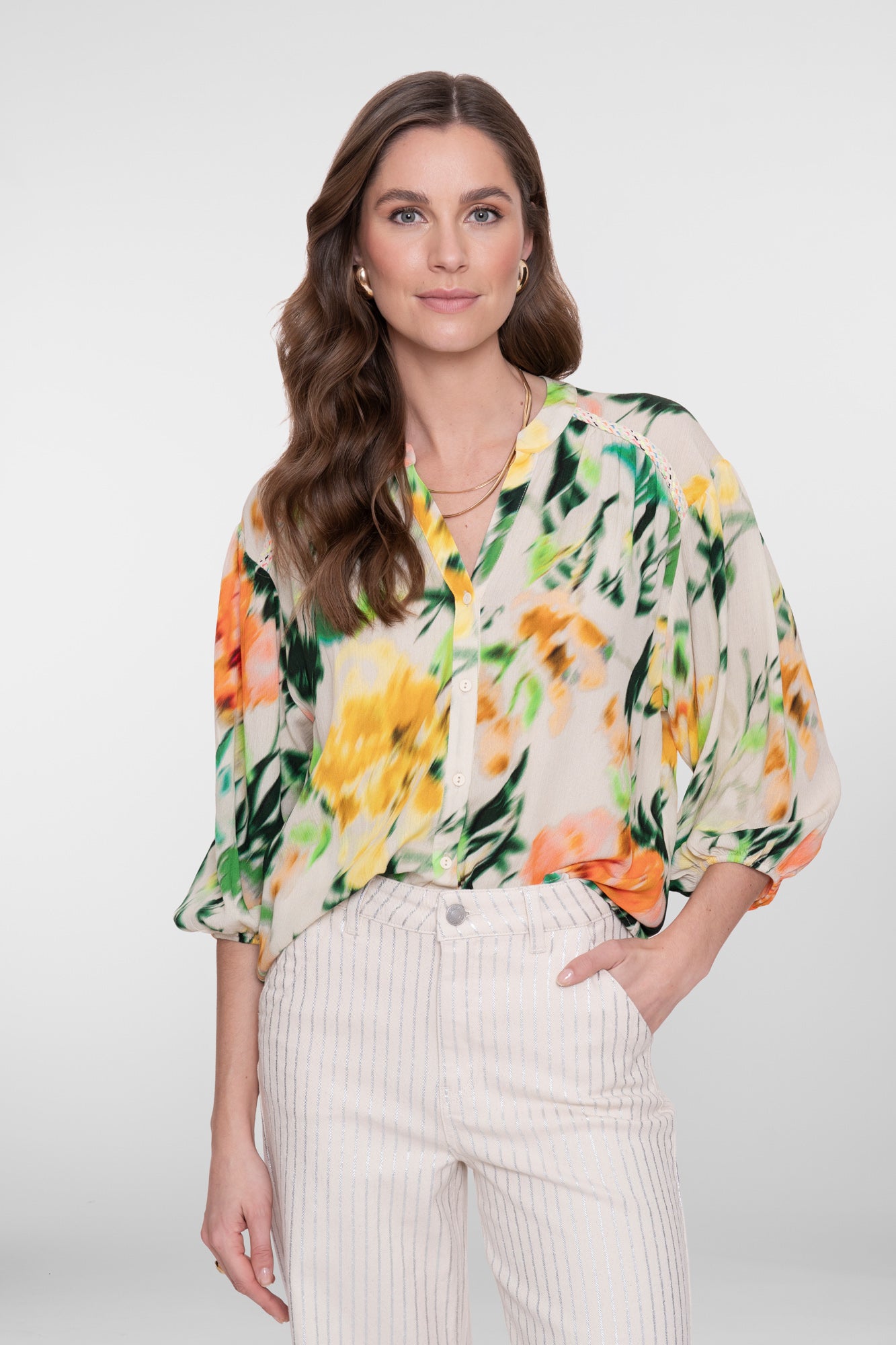Geisha aquarel print blouse