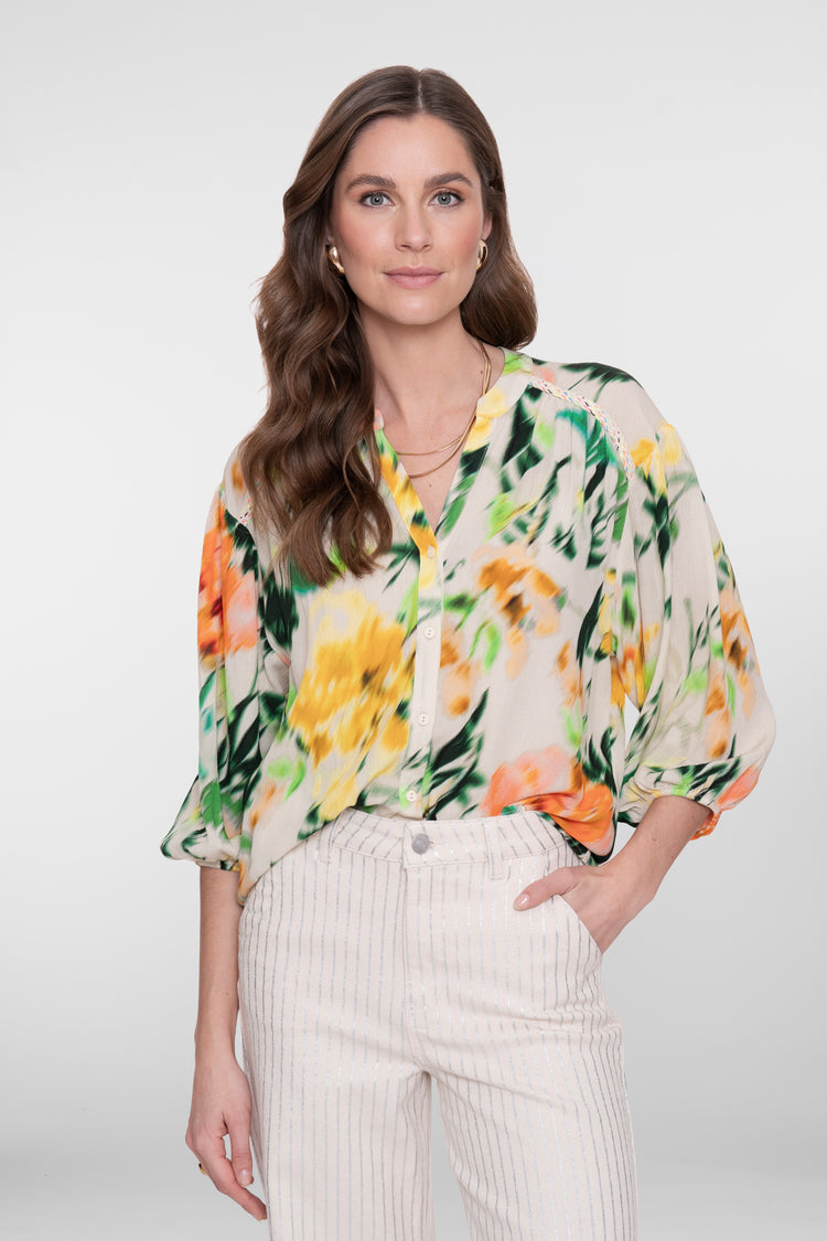 Geisha aquarel print blouse