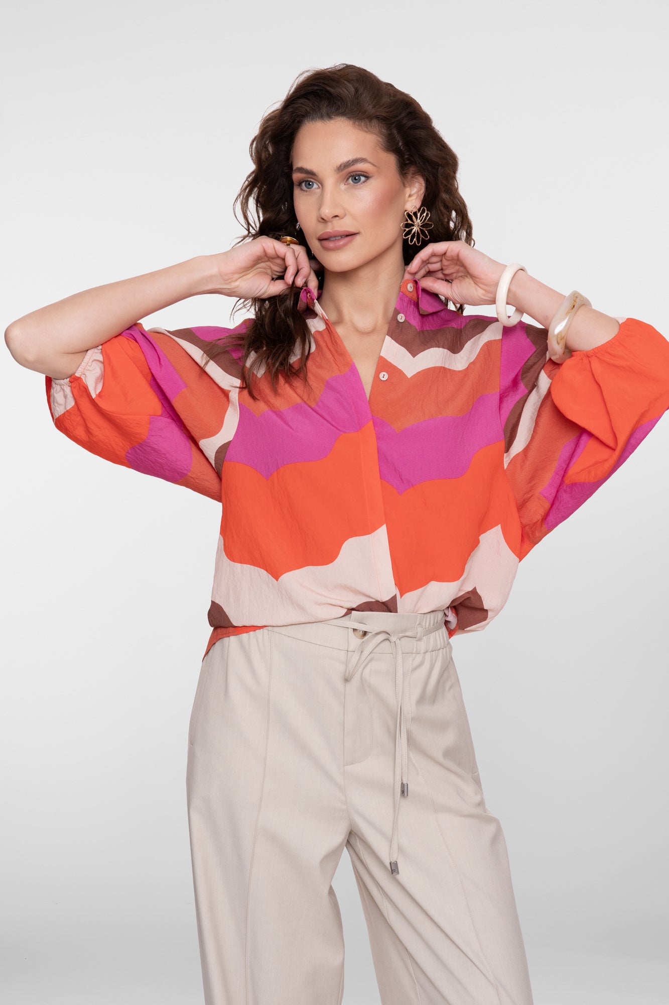 Geisha blouse met wave print