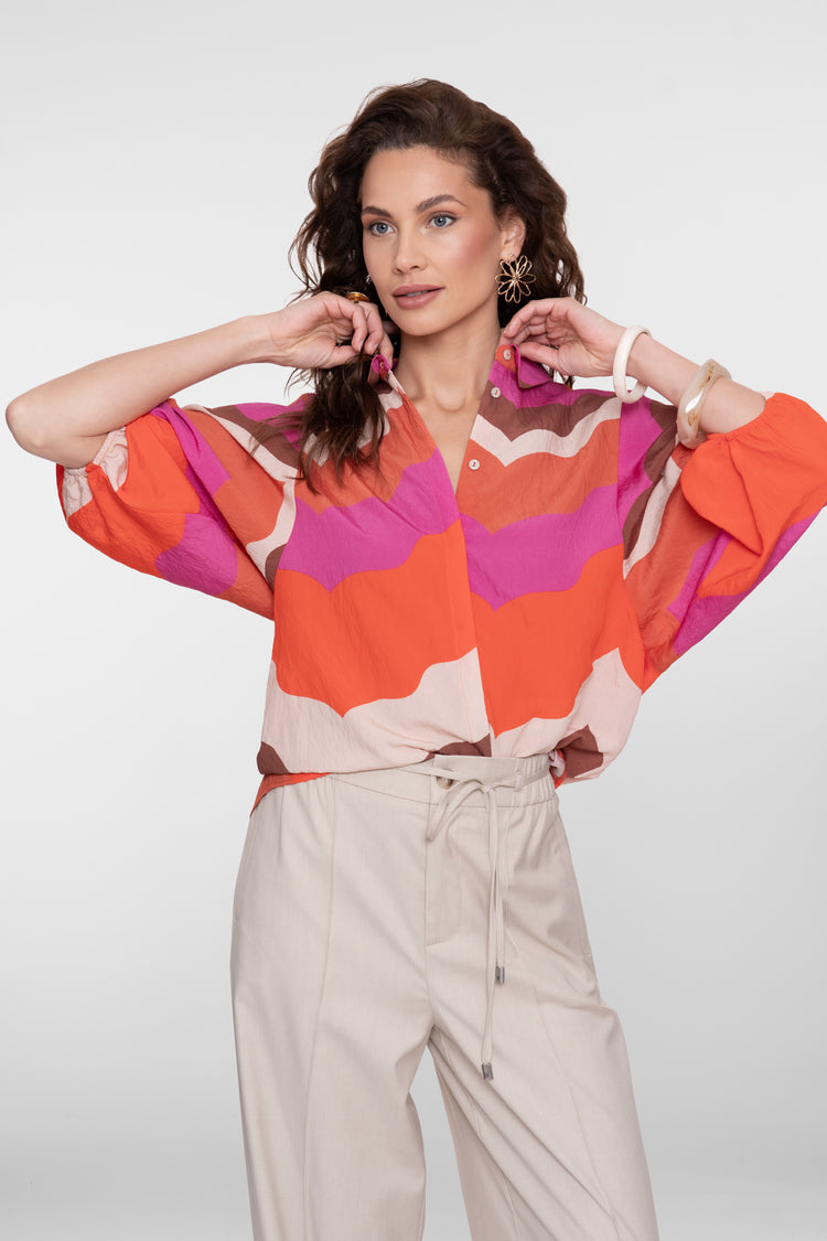 Geisha blouse met wave print