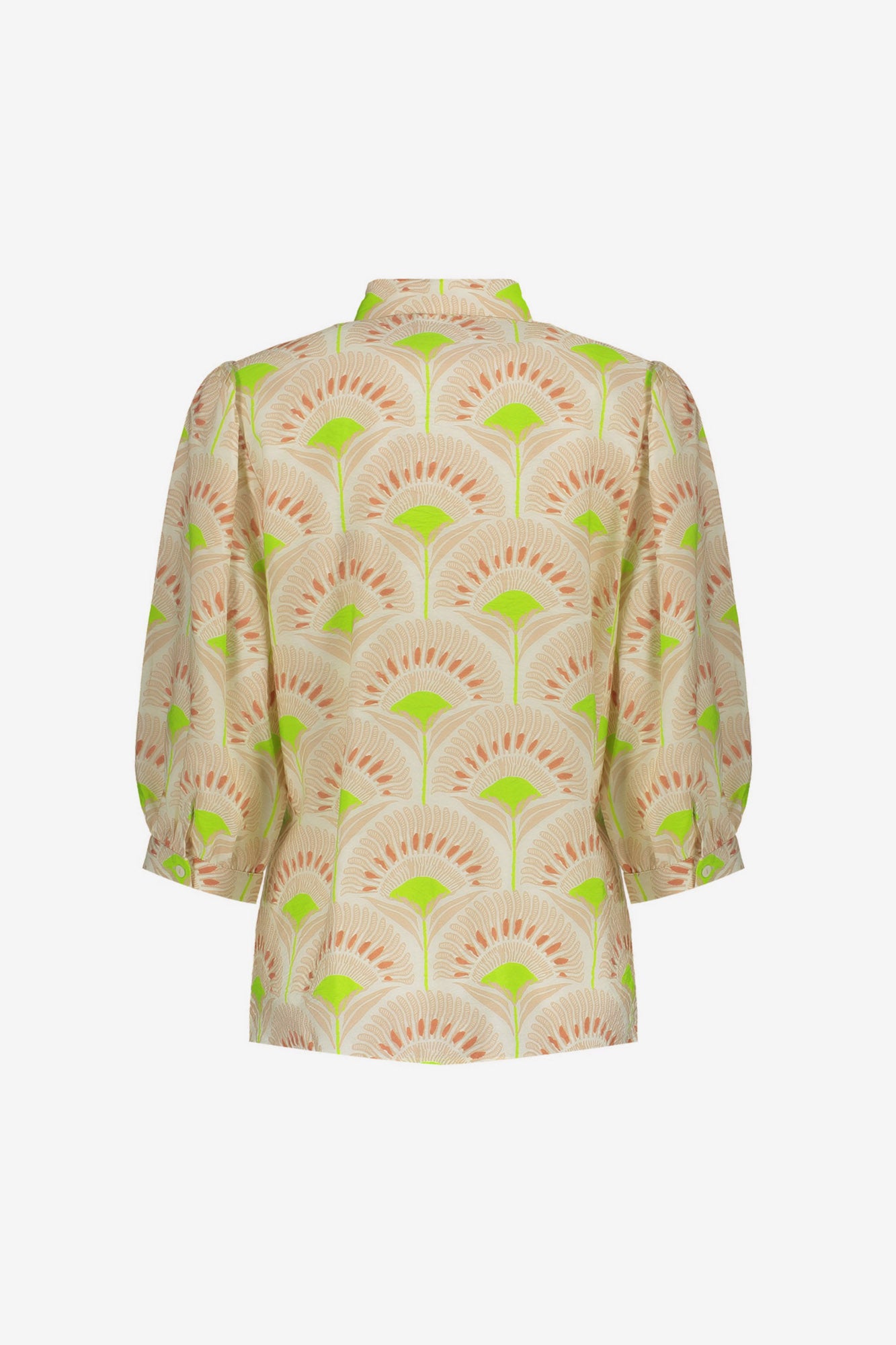 Geisha blouse met waaierprint lime