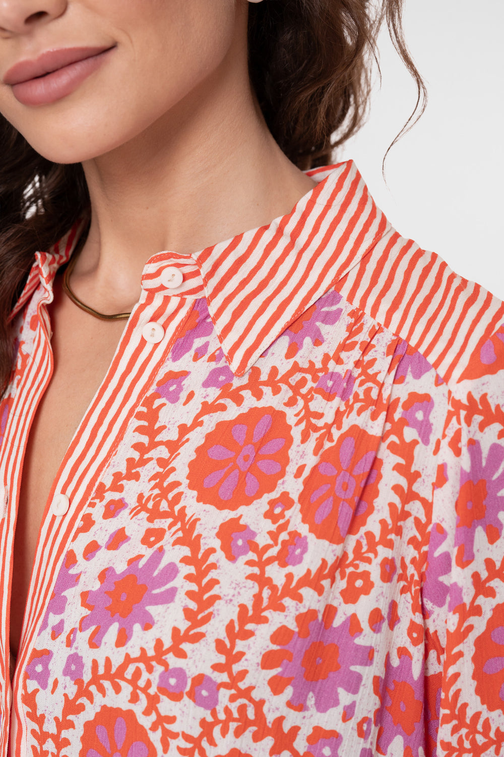 Geisha blouse met bloem en strependessin