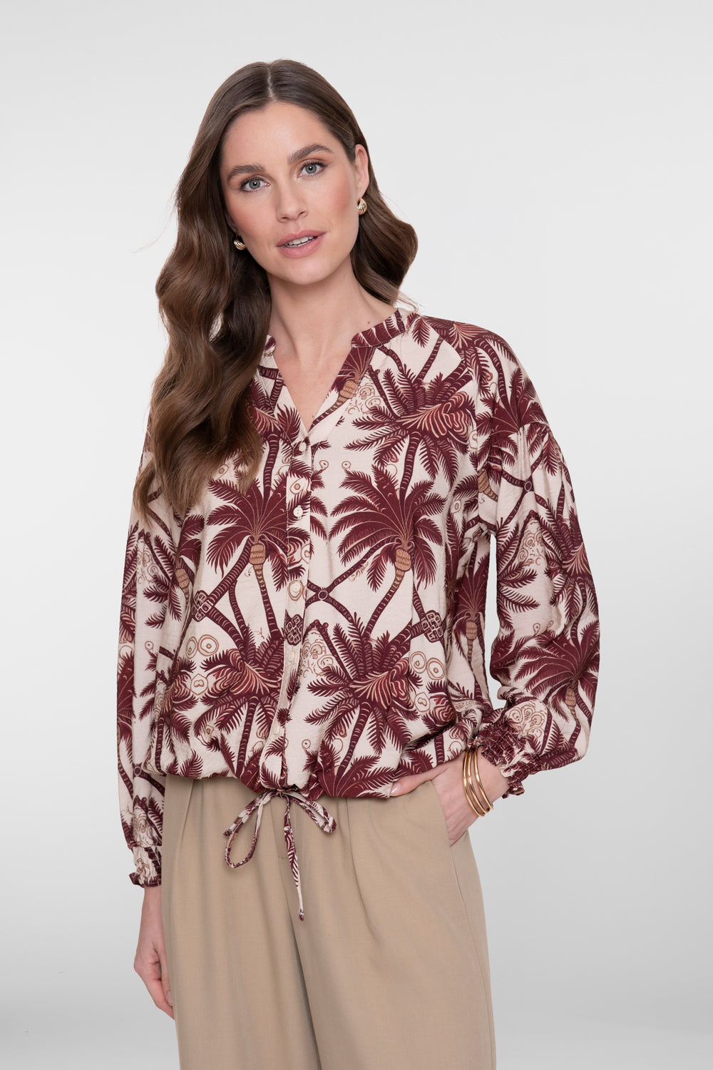 Geisha palmboom drawstring blouse
