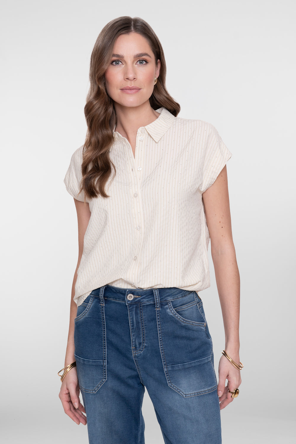 Geisha blouse met stripes en rhinestones