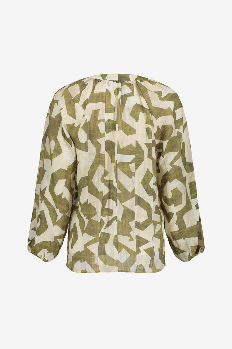 Geisha top met sierlijke print en tape