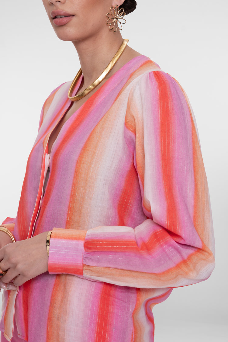 Geisha blouse met strepen en lurex