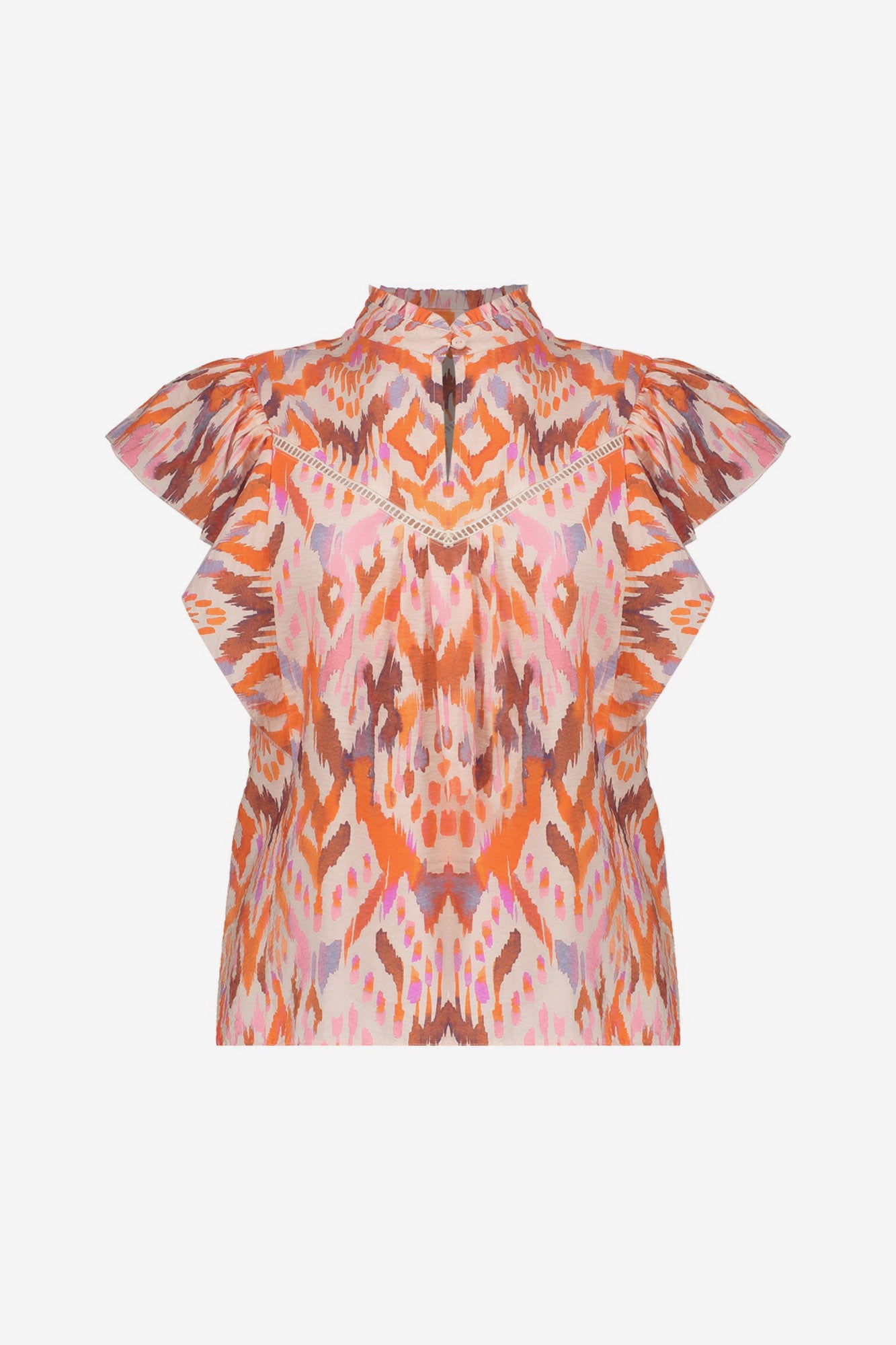 Geisha top oranje met volantmouwen