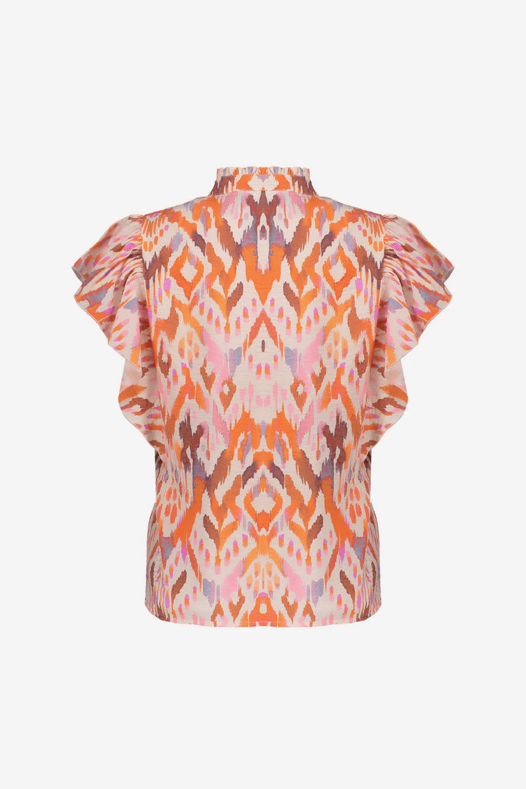 Geisha top oranje met volantmouwen