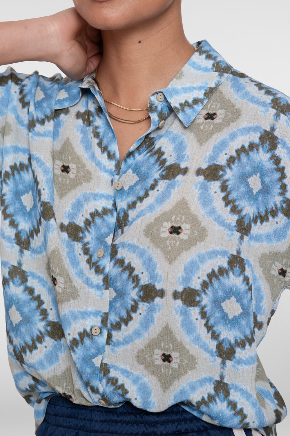 Geisha blouse met Ikat print en korte mouwen