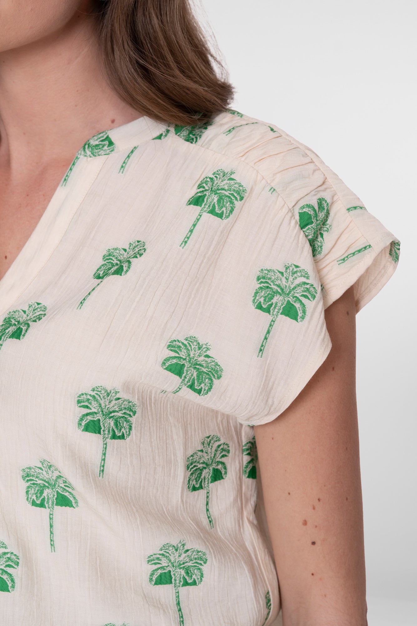 Geisha top met zomerse palm print