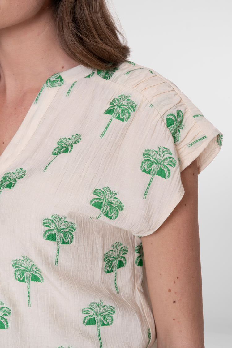 Geisha top met zomerse palm print