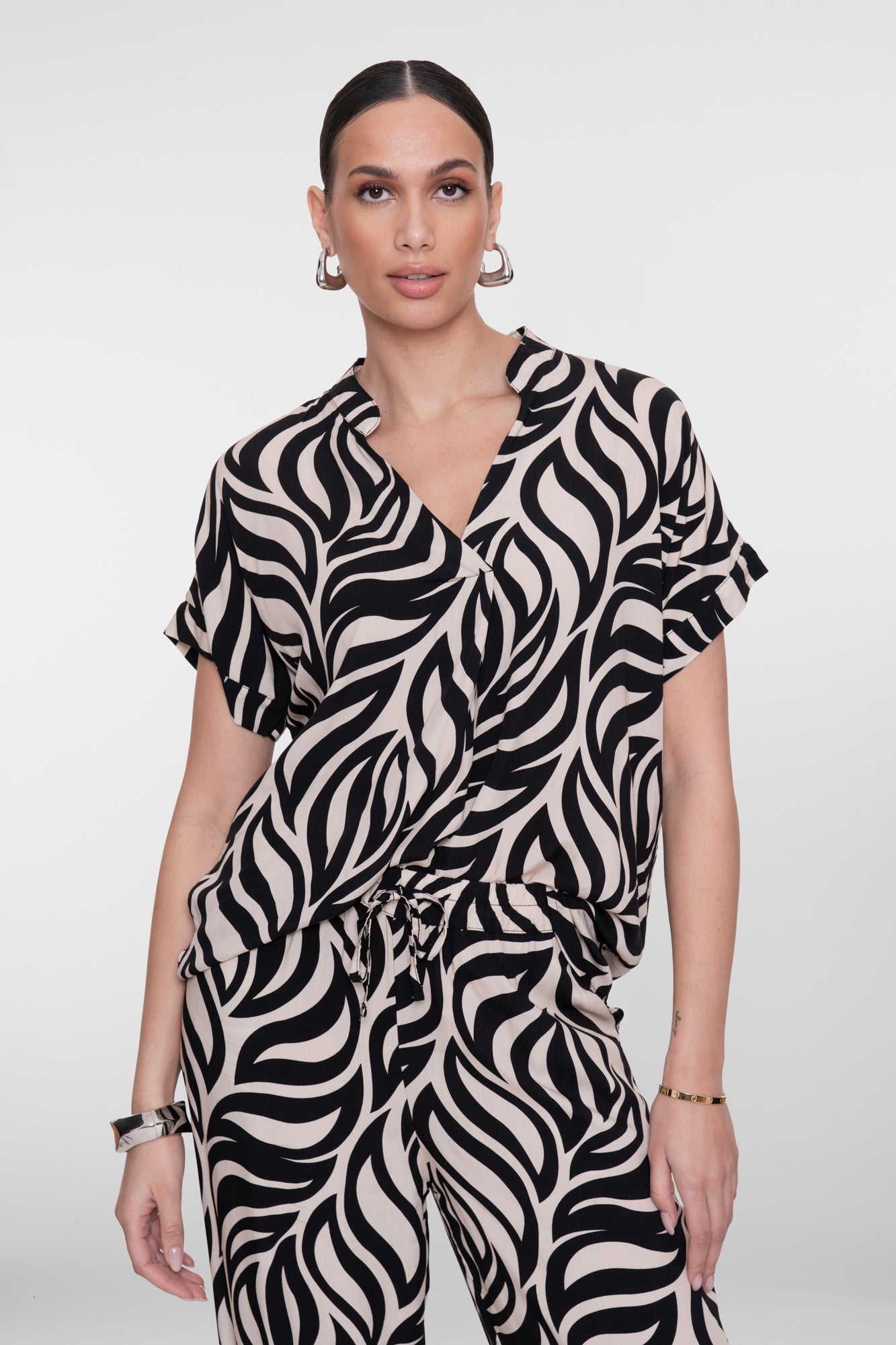 Geisha top met swirl dessin