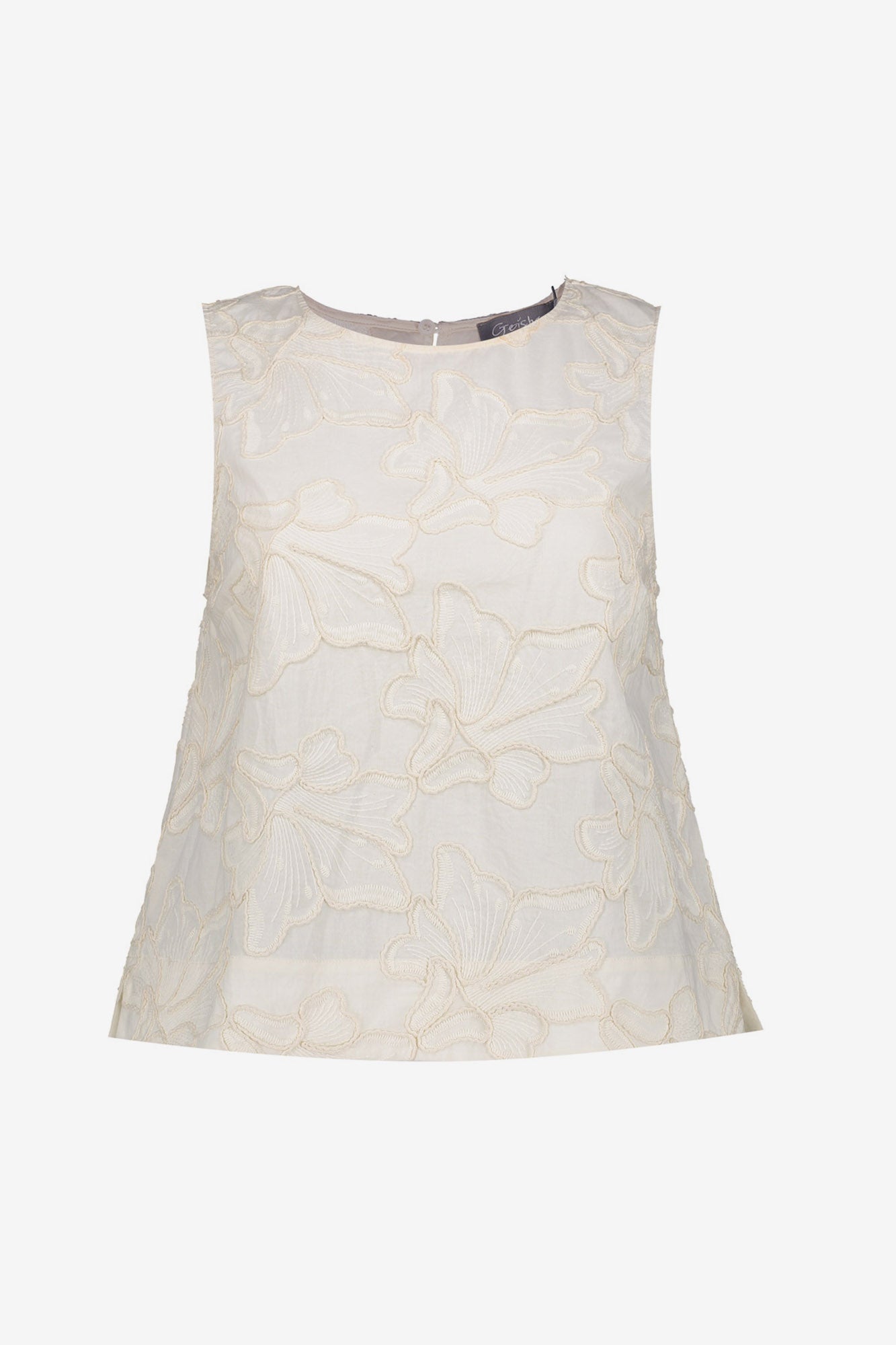 Geisha top met gestikte bloemdetails