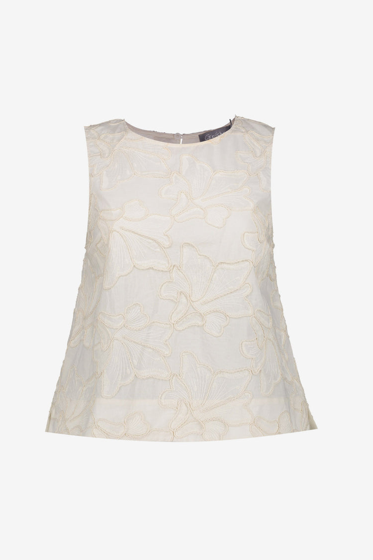 Geisha top met gestikte bloemdetails