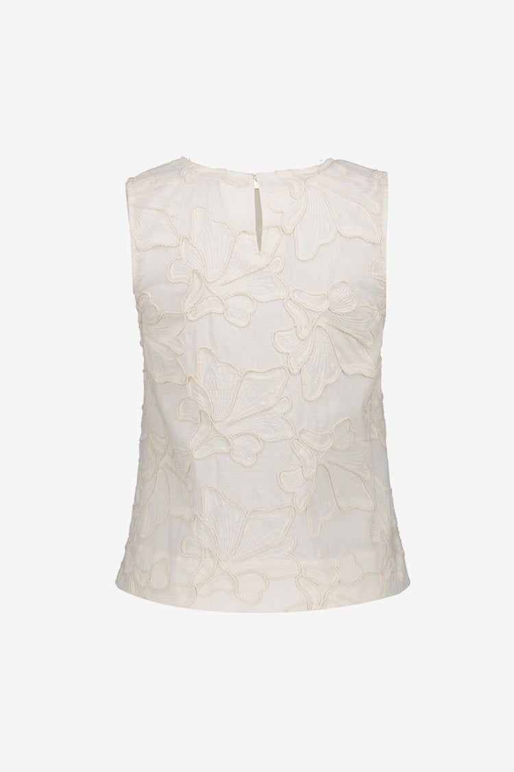 Geisha top met gestikte bloemdetails