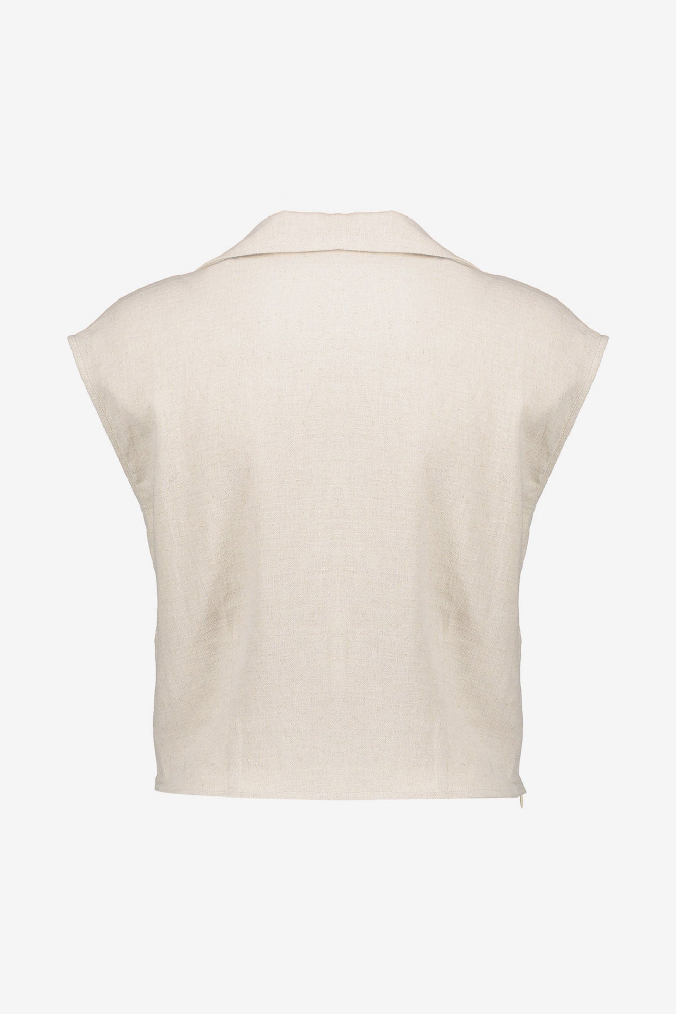 Geisha top met overslagdetail en linnenlook