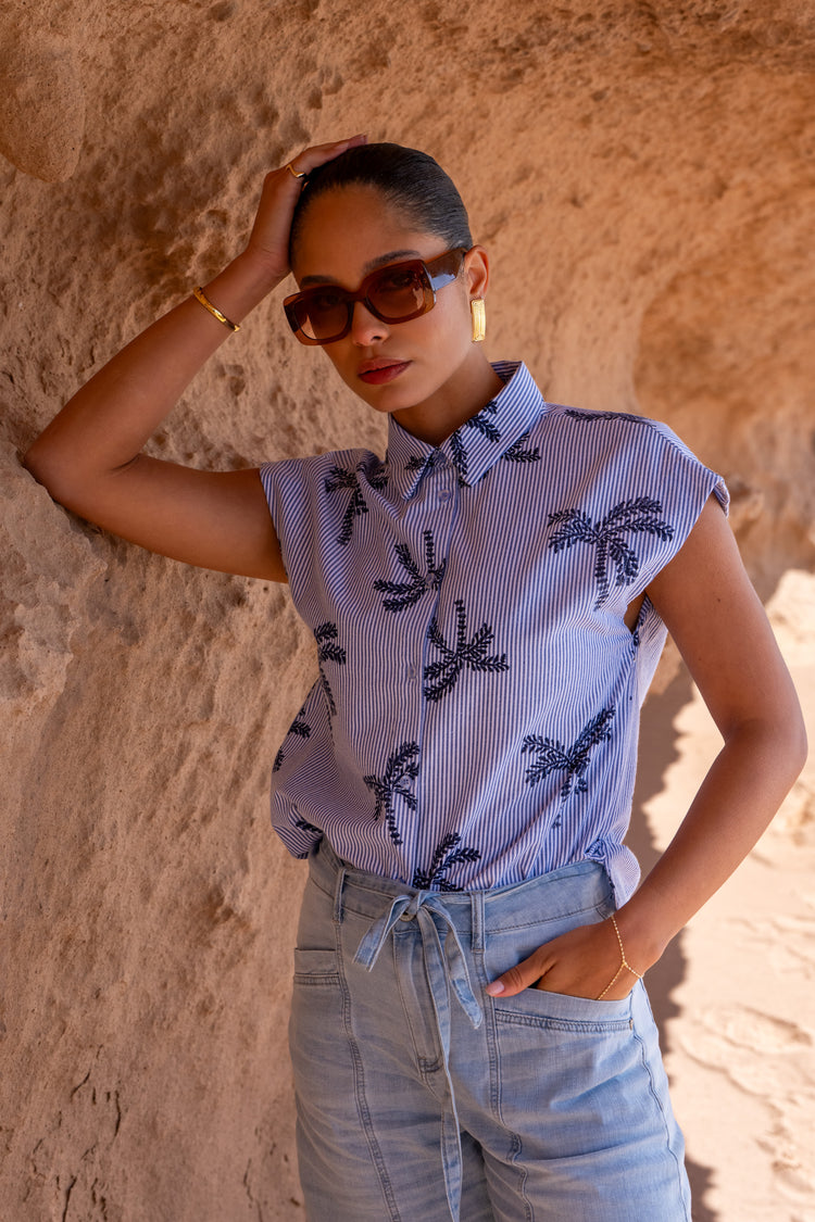 Geisha blouse embroidery palm print