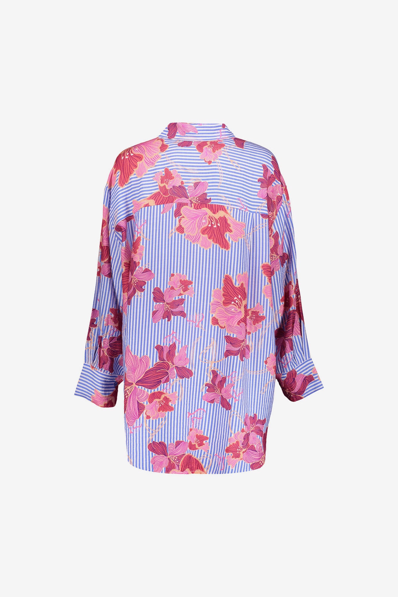 Geisha oversized blouse met strepen en bloemen