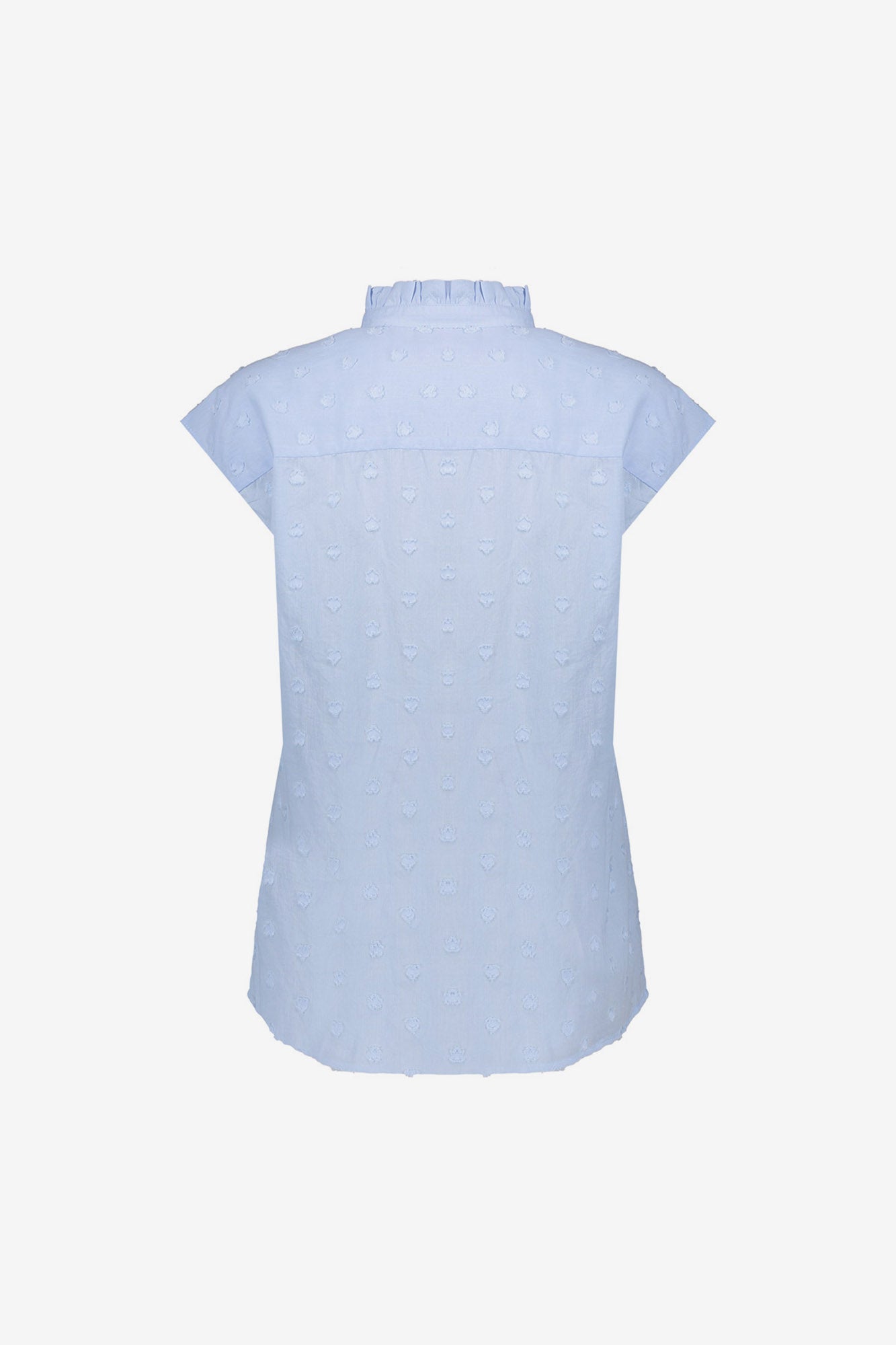 Geisha blouse met ruffle hals en subtiele hartjesdessin