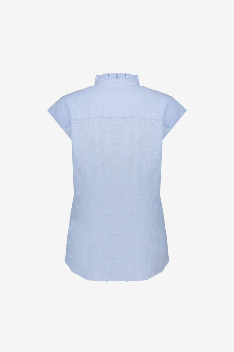 Geisha blouse met ruffle hals en subtiele hartjesdessin