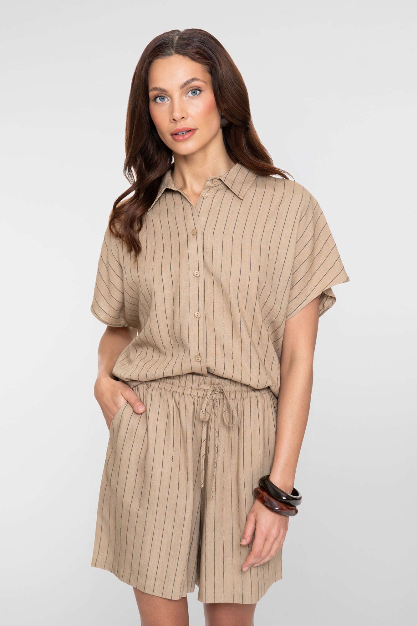 Geisha blouse met krijtstreep