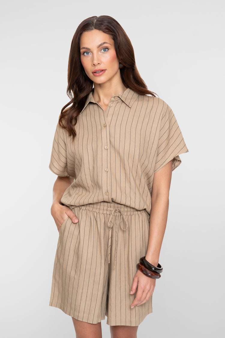 Geisha blouse met krijtstreep