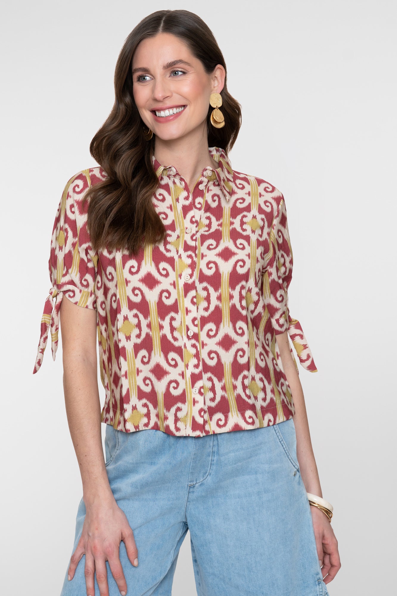 Geisha blouse met grafische print en speelse mouwdetails