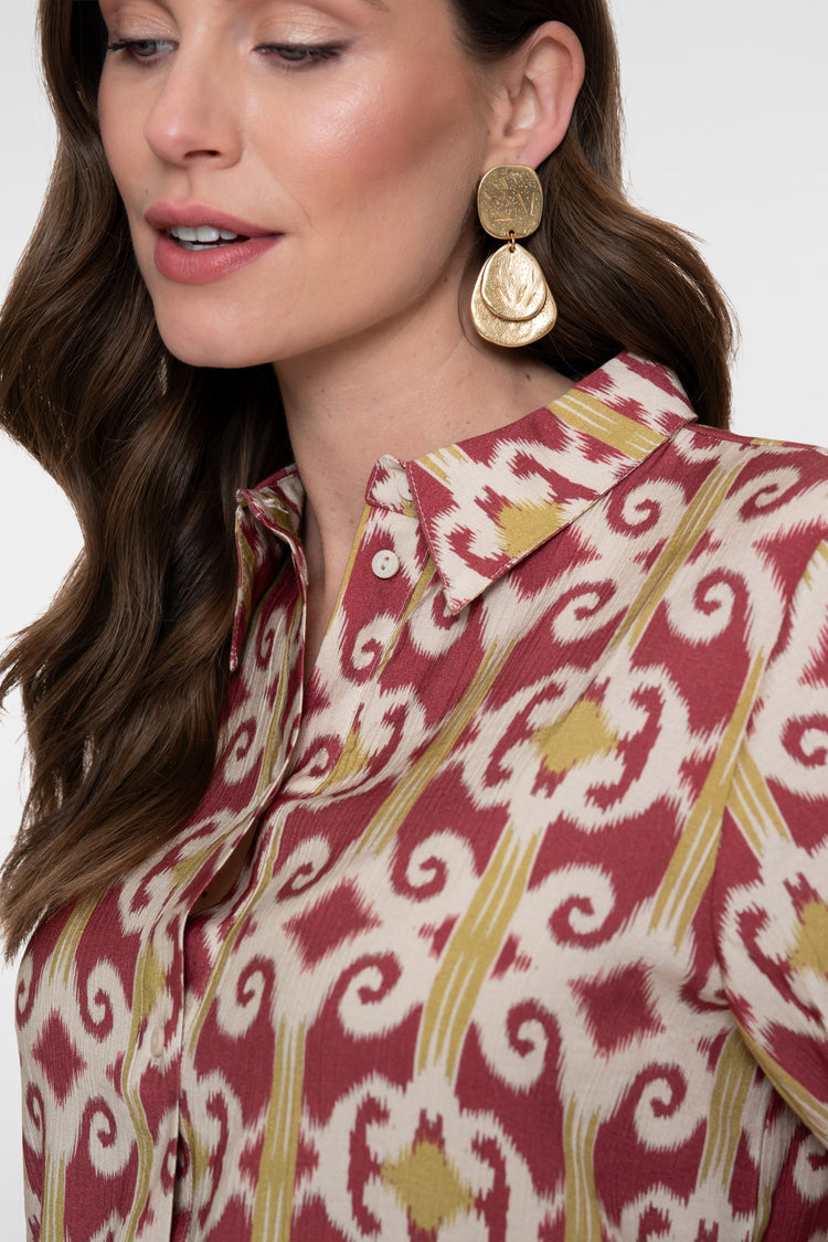 Geisha blouse met grafische print en speelse mouwdetails