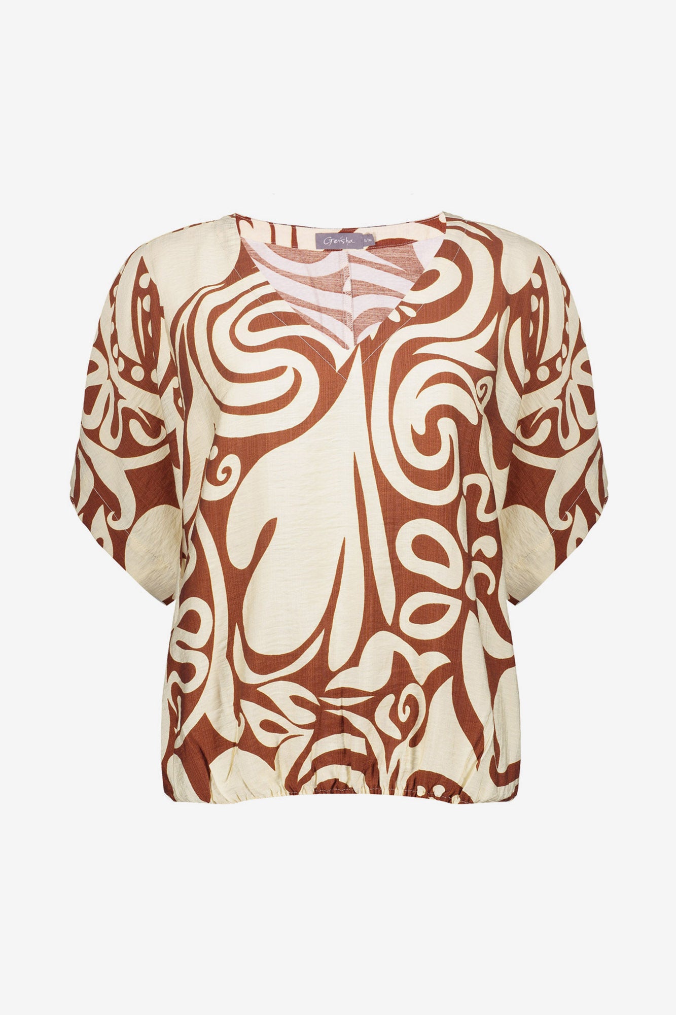 Geisha top bi-color swirl print