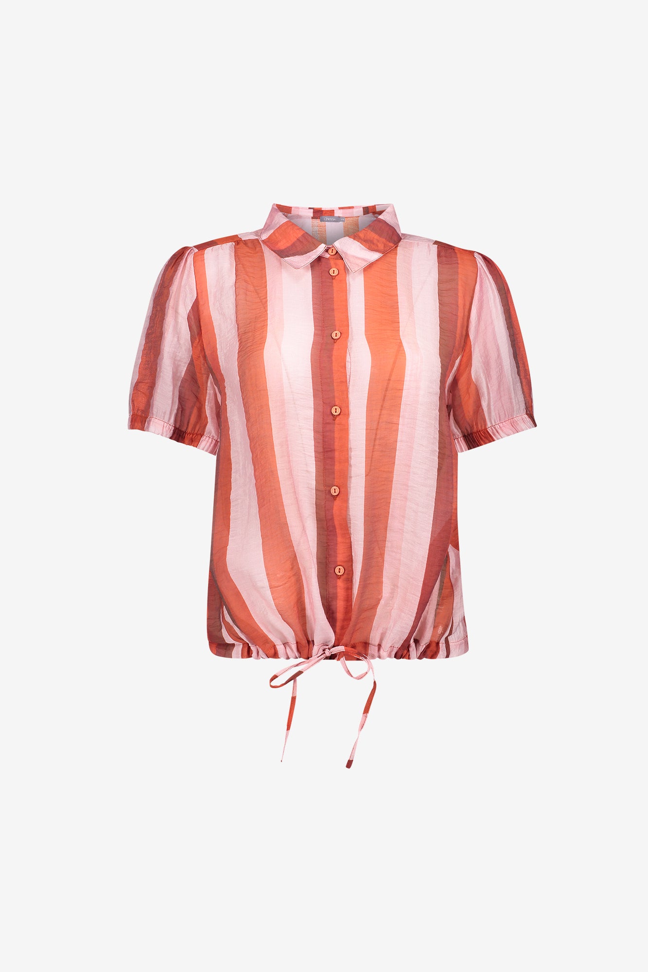 Geisha blouse met streepdessin en strikdetail in de taille