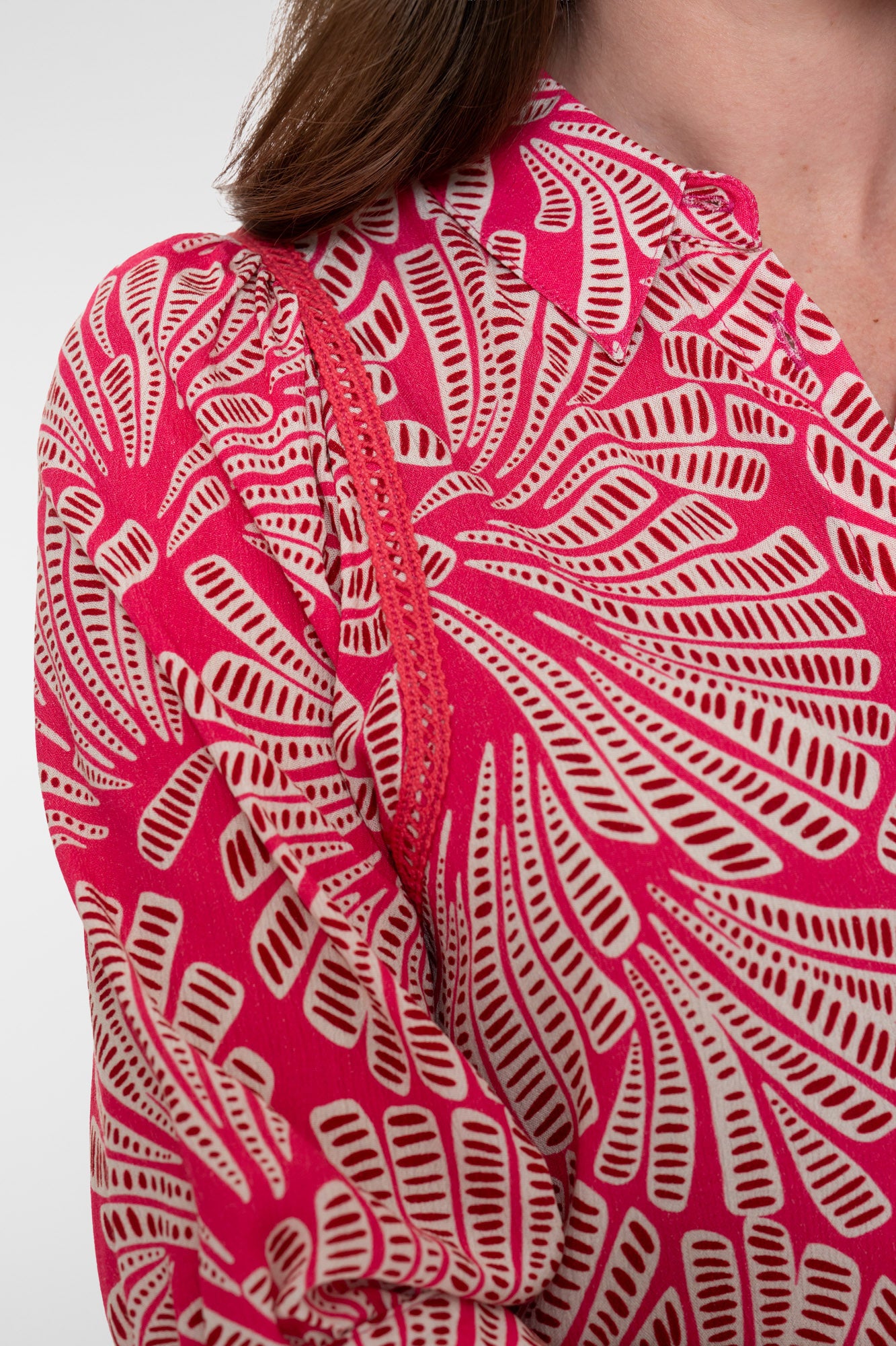Geisha blouse met grafische print en 3/4 mouwen
