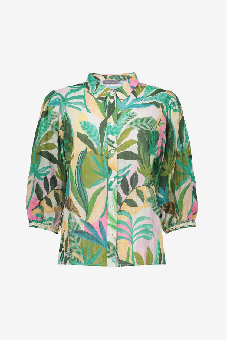 Geisha blouse met kleurrijke tropische print