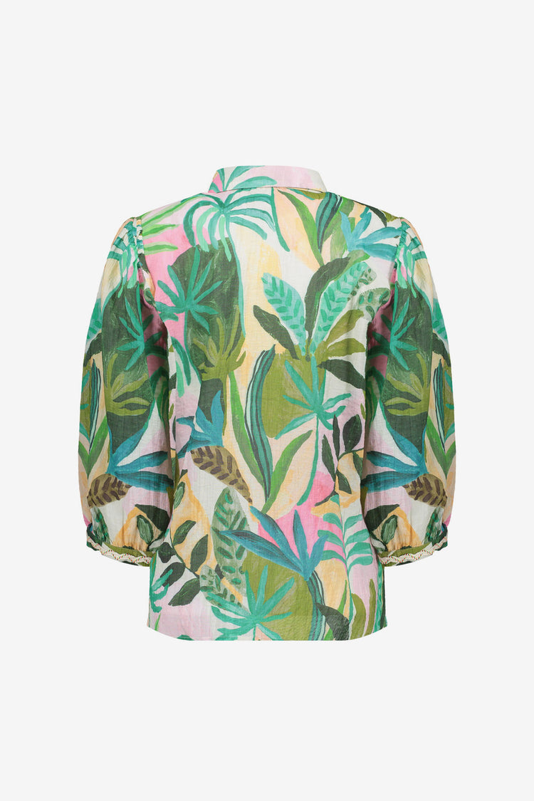 Geisha blouse met kleurrijke tropische print