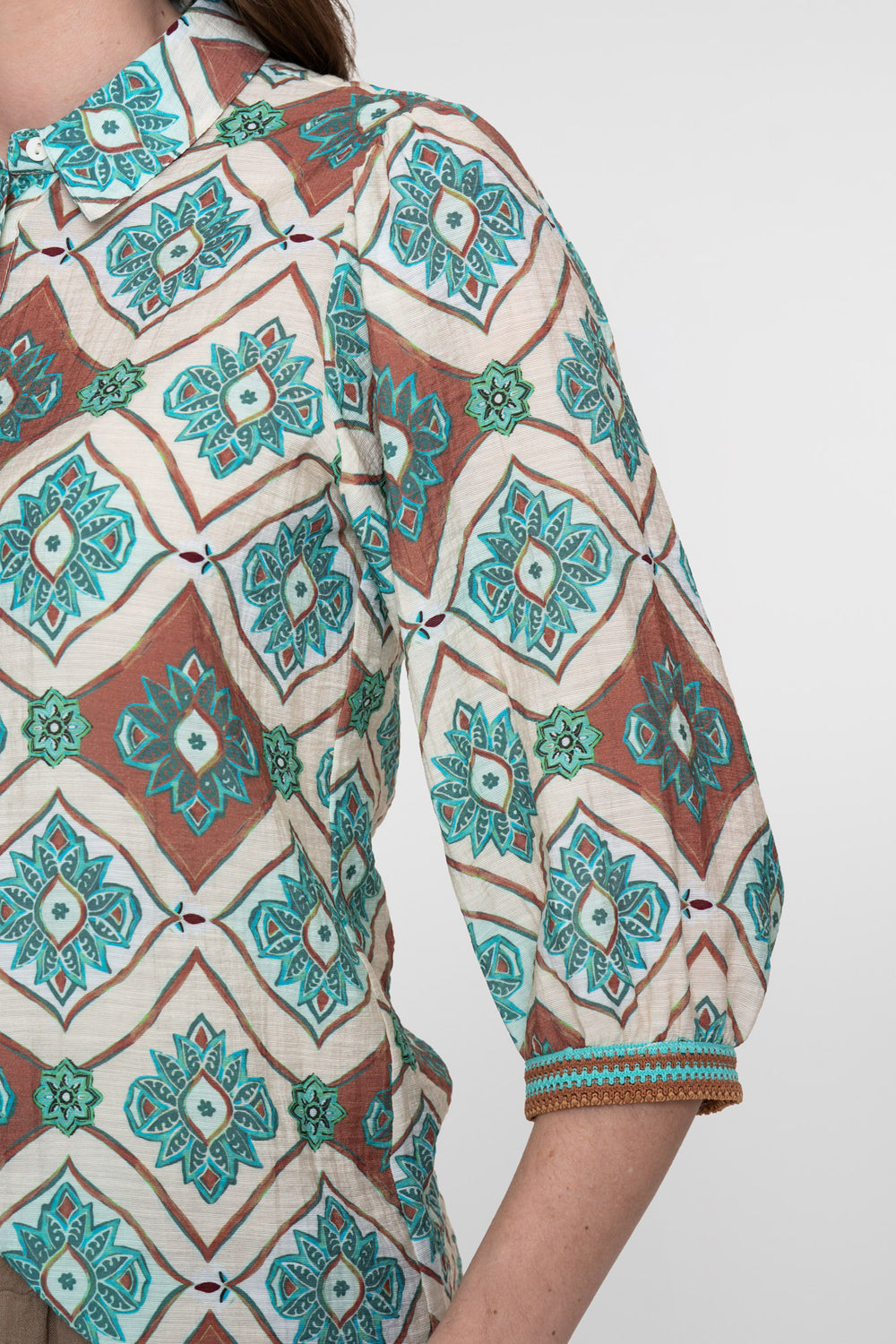 Geisha blouse met tegelprint