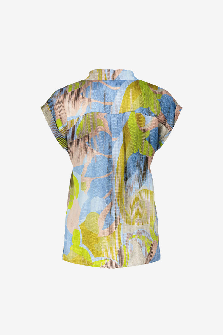 Geisha dames blouse met grafische print en korte mouwen