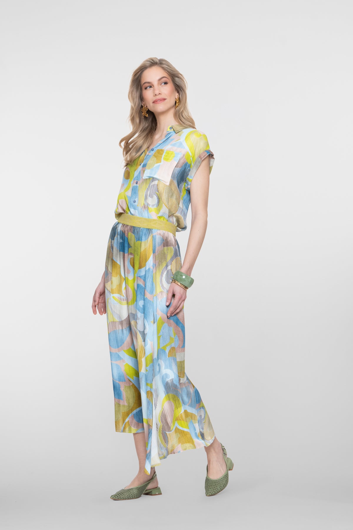 Geisha dames blouse met grafische print en korte mouwen – Shop de look