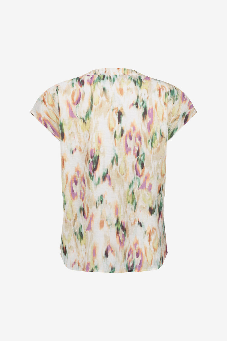 Geisha blouse met aquarelprint in zachte kleur tinten