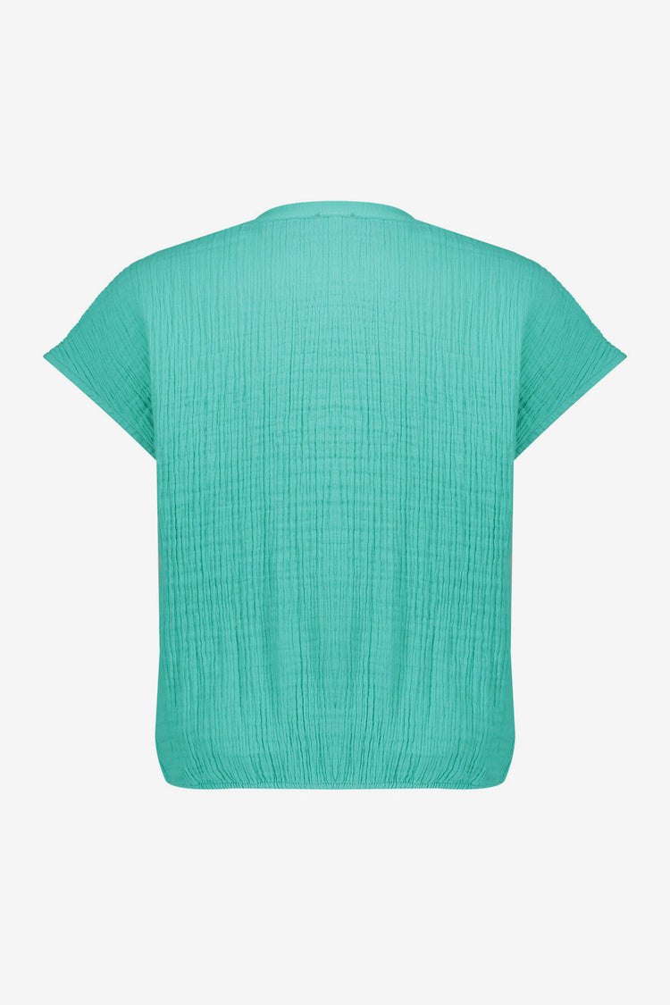 Geisha blouse aqua met aangeknipte mouwen