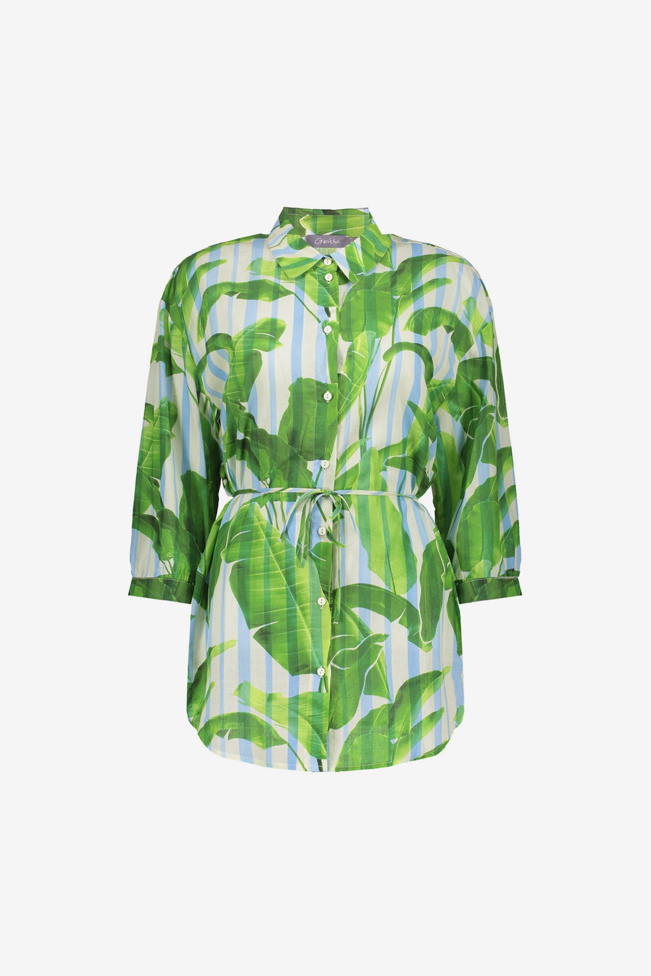 Geisha lange blouse met palmprint en strikceintuur