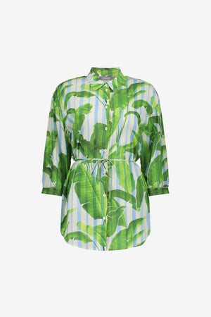 Geisha lange blouse met palmprint en strikceintuur