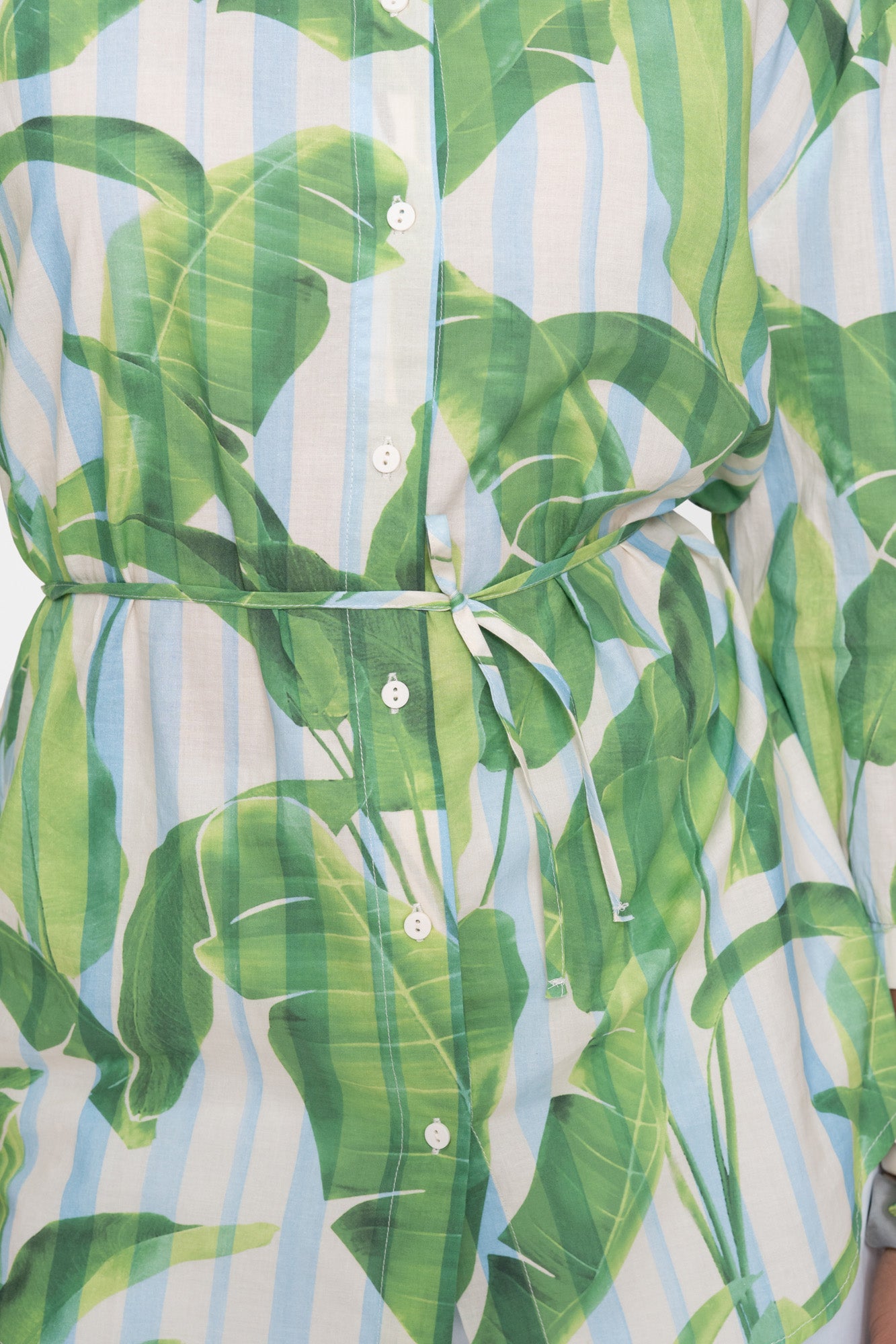 Geisha lange blouse met palmprint en strikceintuur